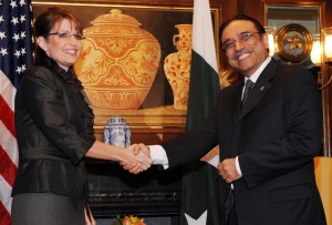 Alaska Gov. Sarah Palin meets Pakistan's President Asif Ali Zardari on Wednesday in New York.