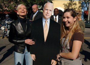 Sensing the campaign is sinking with 10 days before the election, the Republicans have replaced John McCain with what they hope is a superior candidate, a cardboard cutout of McCain.