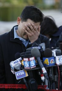 Dong Yun Yoon speaks after losing four family members when a military plane crashed into his house on Tuesday.