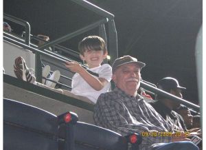 Dylan and Grandpa Bill at Atlanta's Turner Field on Monday night. It was Dylan's first major league baseball game with daddy, and the Braves won 4-0. 